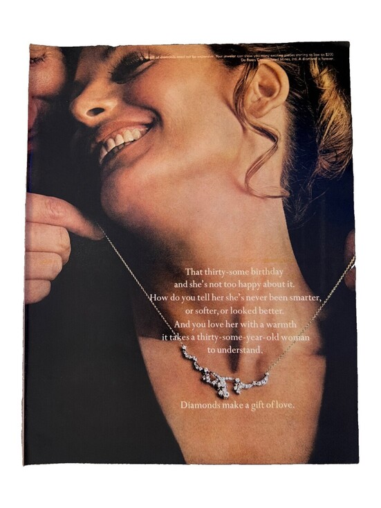 1970 De Beers Consolidated Mines Print Ad Diamond Necklace Gift Love Jewelry